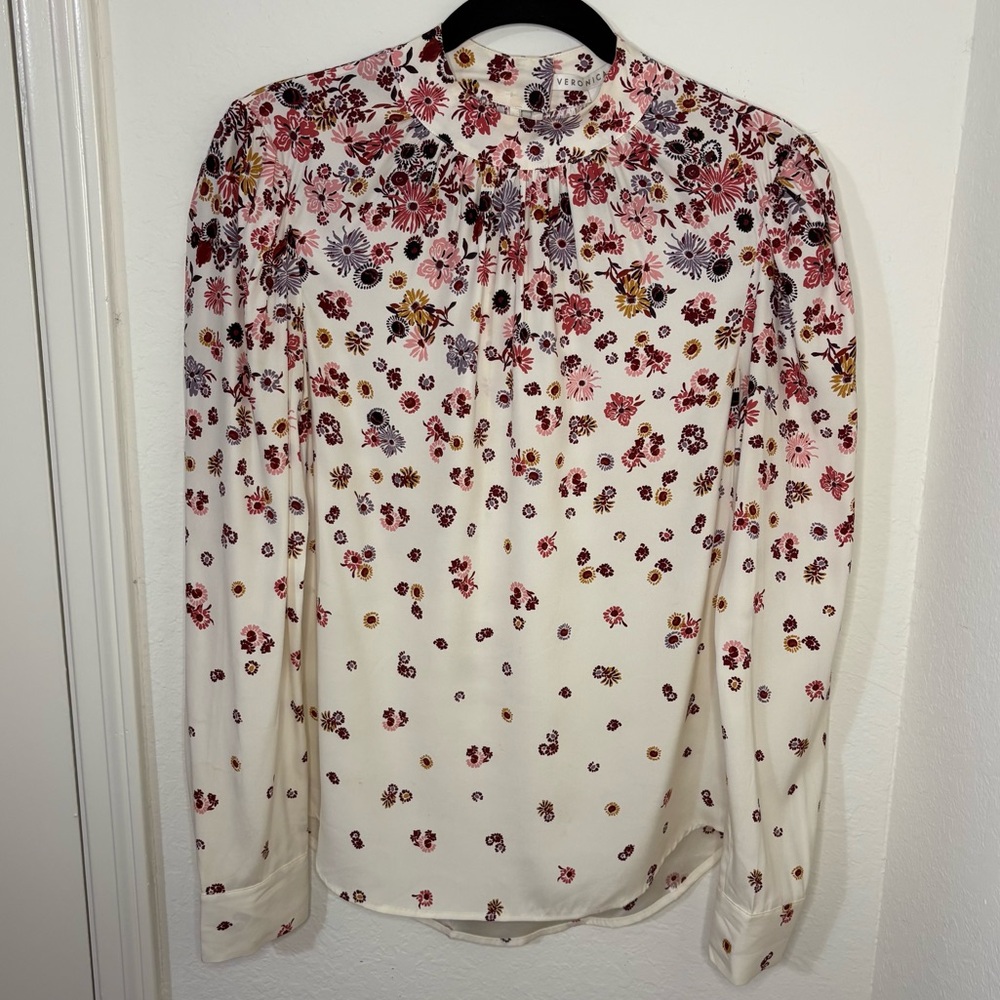 Veronica Beard Fey mock-neck floral silk blouse top size 2 - Picture 14 of 16